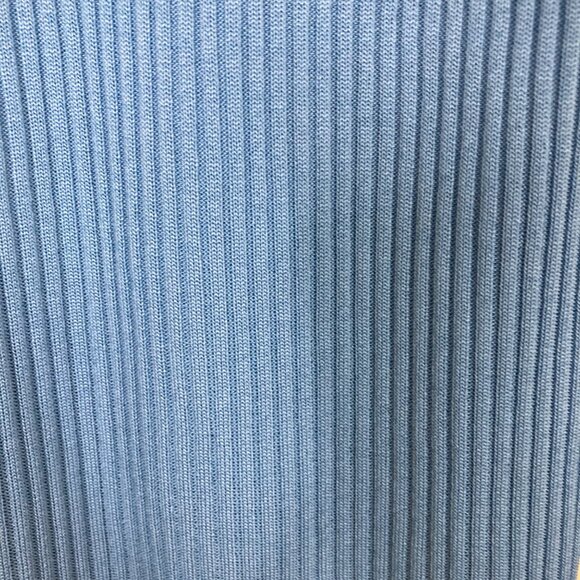 Exclusively Misook Womens M Blue Ribbed Long Cardigan Sweater Acrylic Flawed - Picture 11 of 11